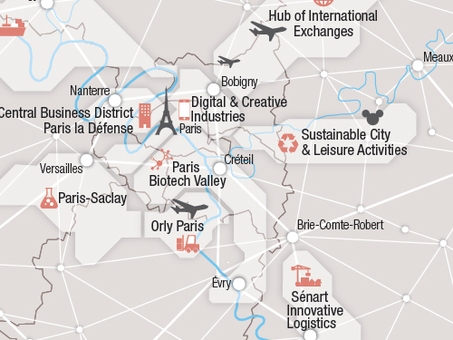 Spatial organisation and project's areas in the Paris region