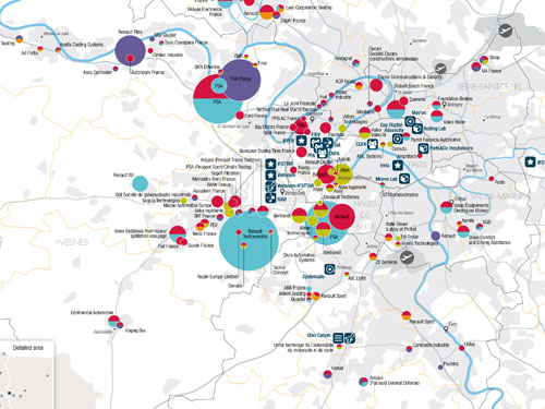 Automotive industry locations in the Paris region